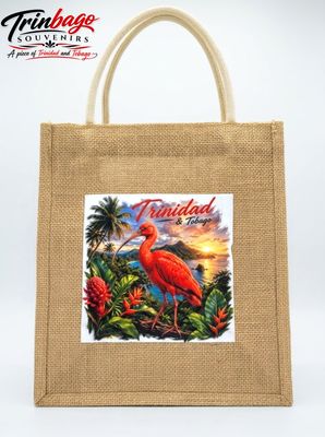 Scarlet Ibis Dual Print Jute Tote Bag