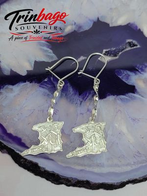 Sterling Silver Handmade Trinidad Map Earrings