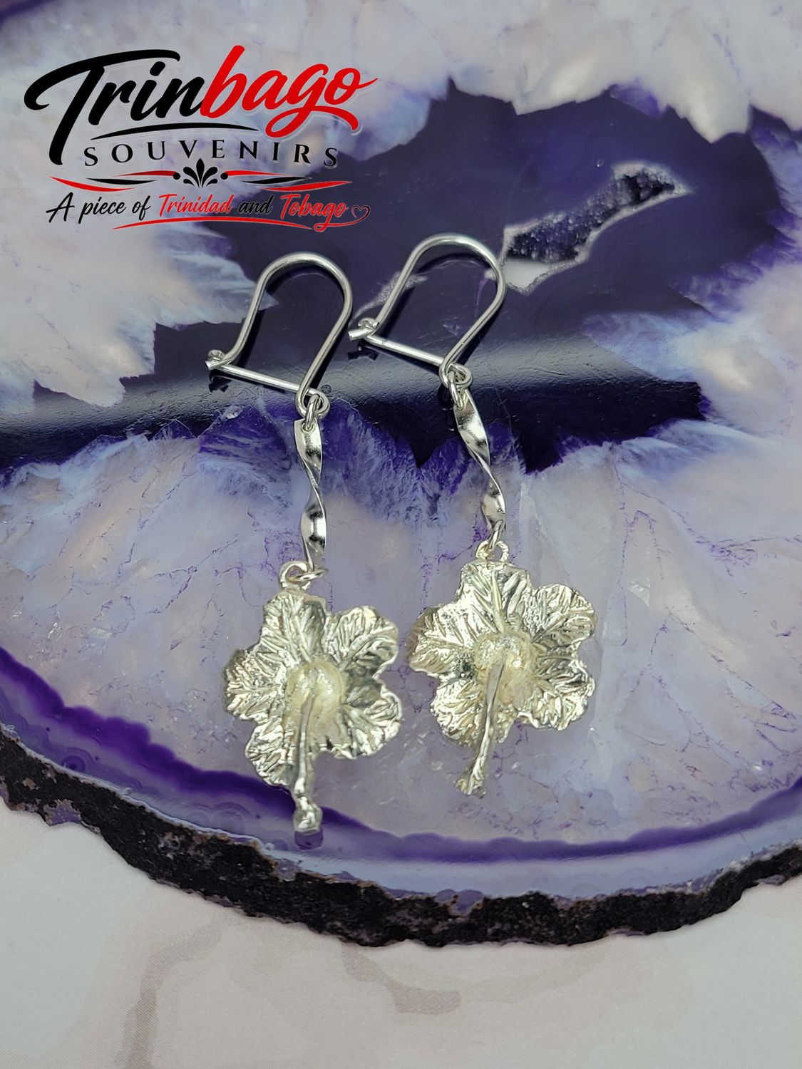 Sterling Silver Handmade Hibiscus Twist Earrings