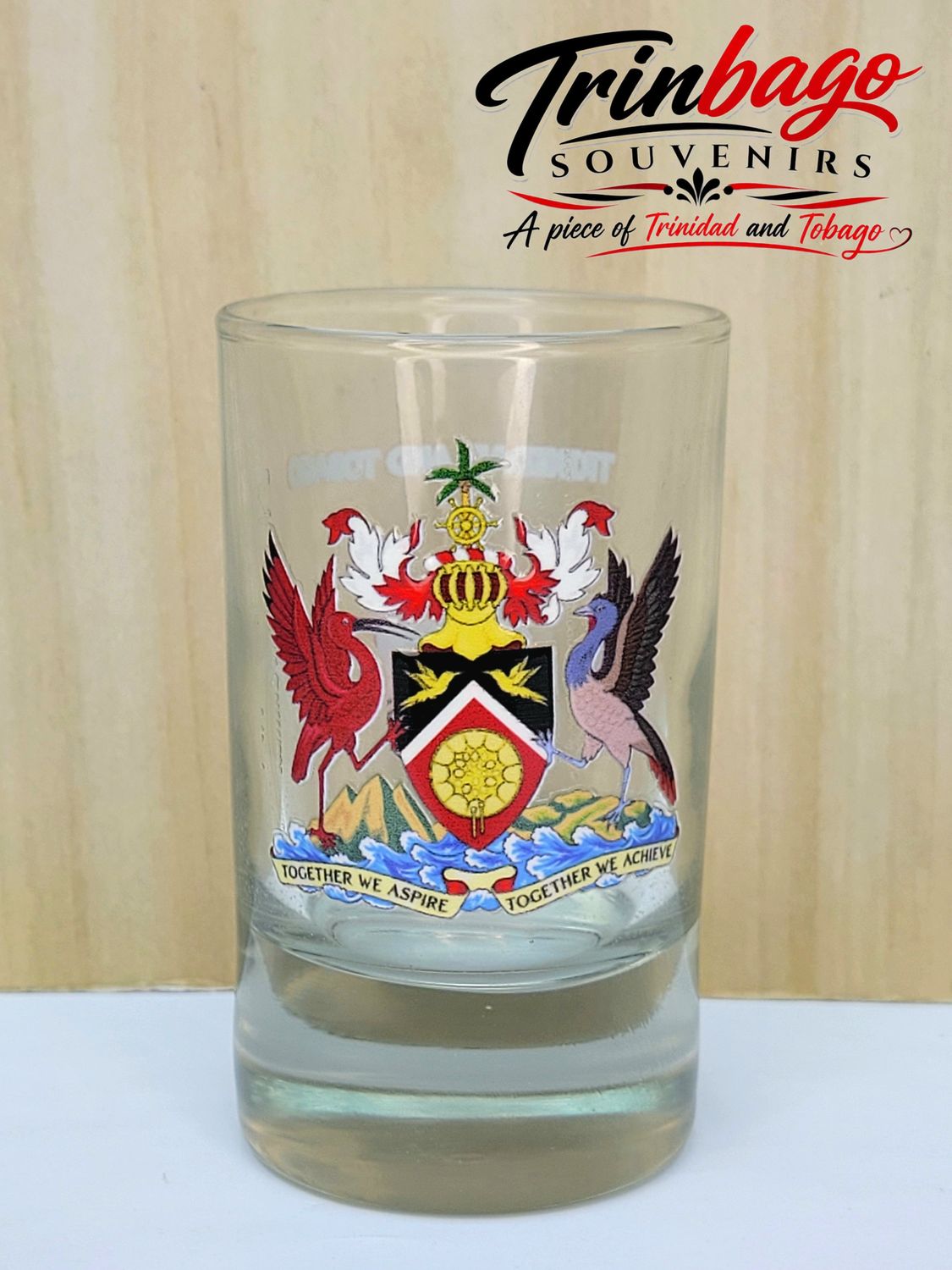 Souvenir Shot Glass Trinidad and Tobago Coat Of Arms