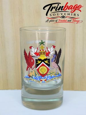 Souvenir Shot Glass Trinidad and Tobago Coat Of Arms