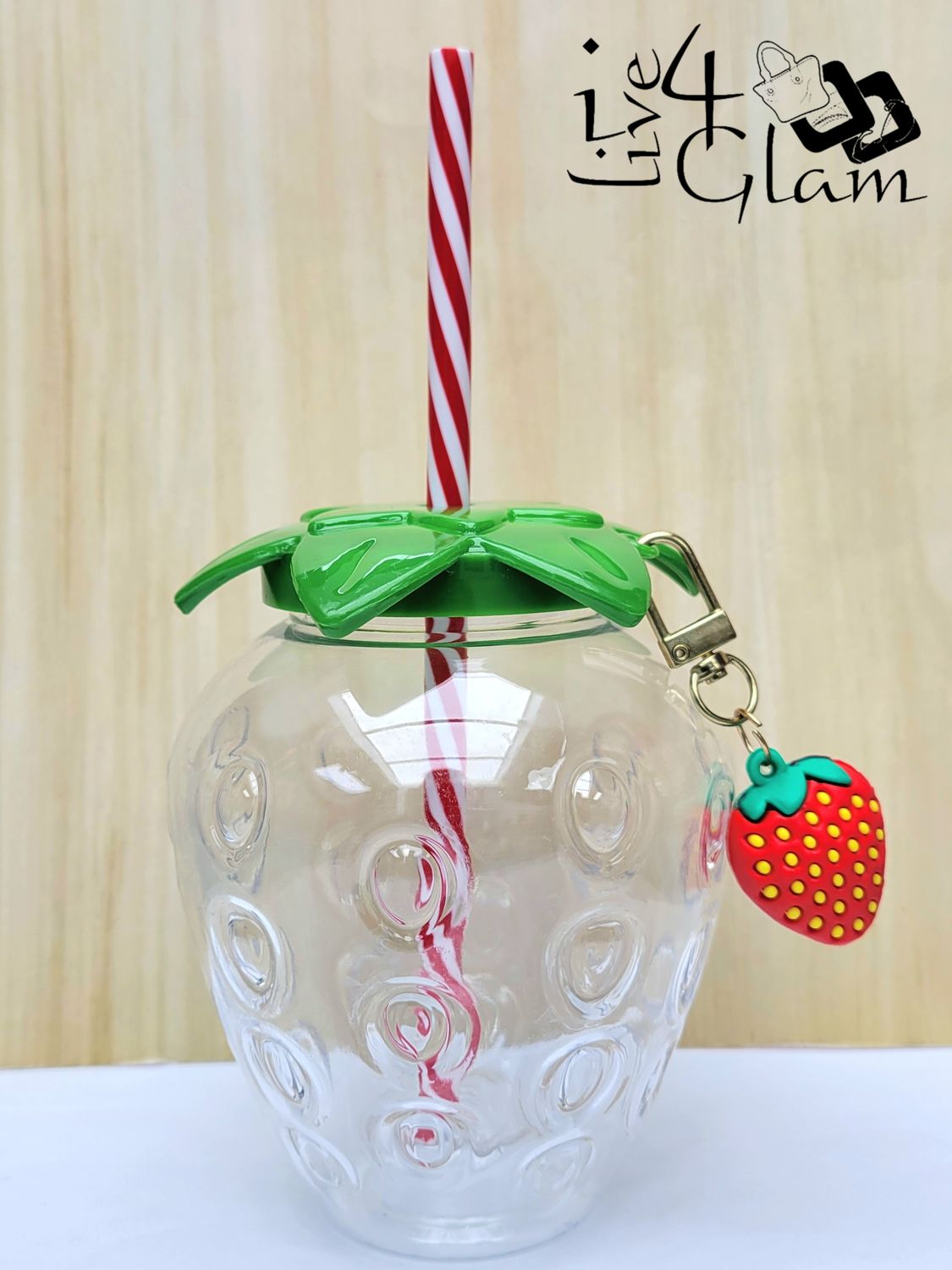 Clear Strawberry Cup with Keychain