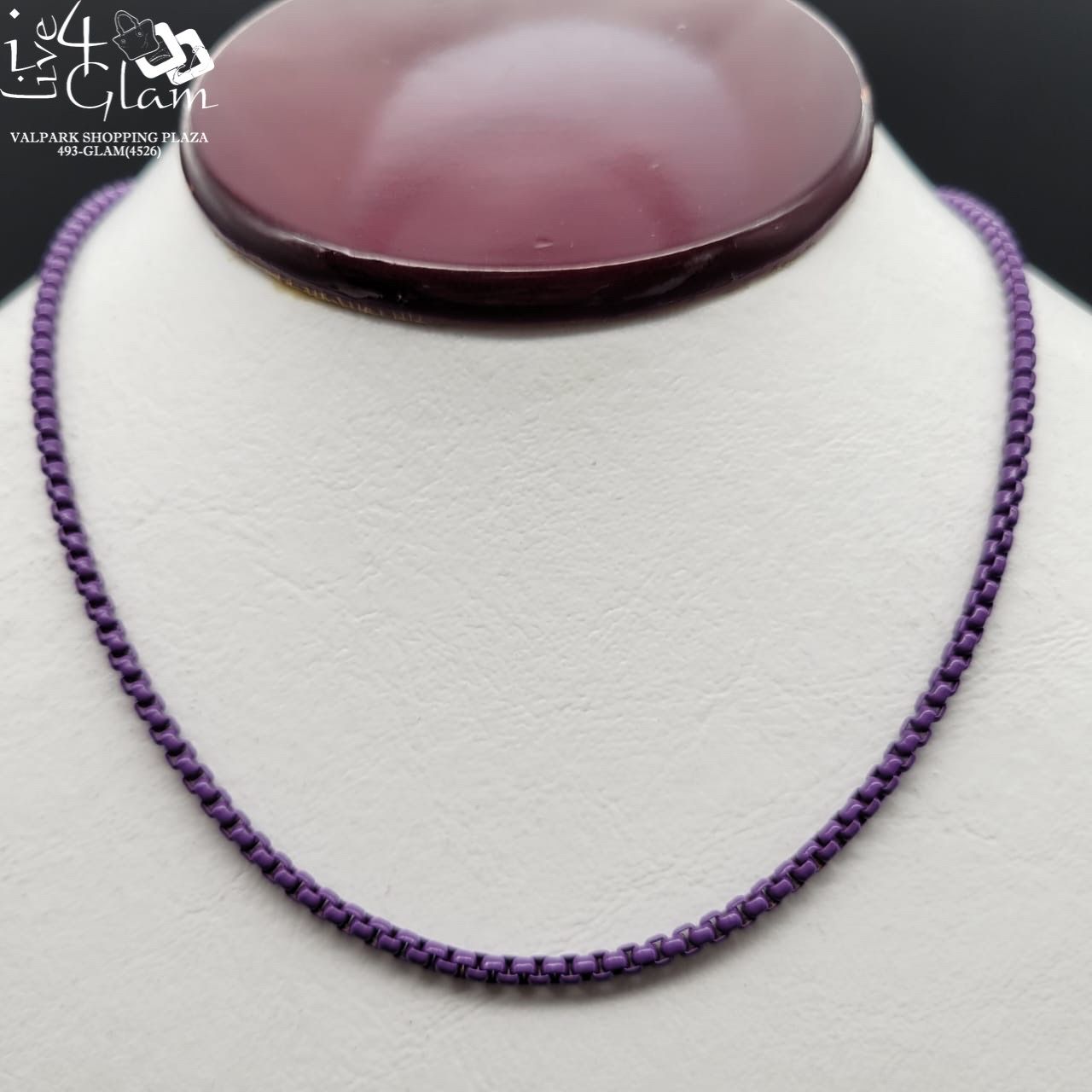 Stainless Steel Mirror Link Chain 18" 3mm Purple