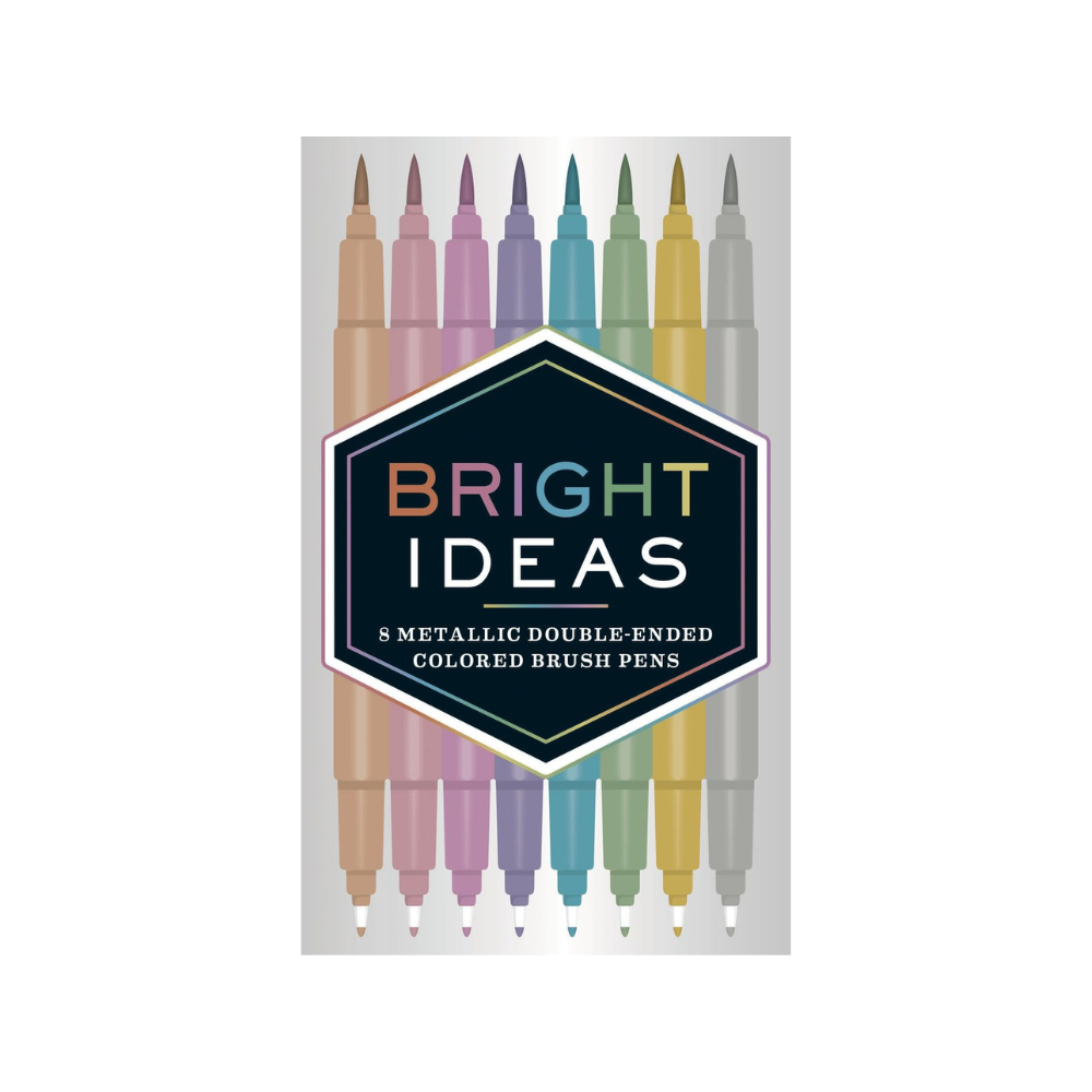 HBC PENS: BRIGHT IDEAS 8 METALLIC DOUBLE-ENDED COLOURED BRUSH PENS