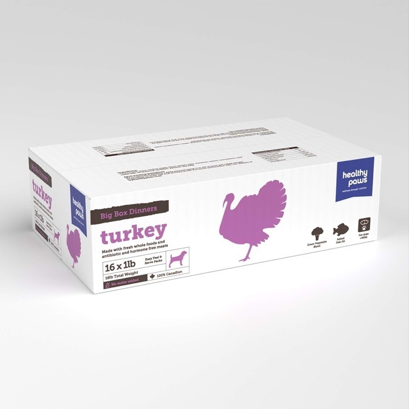 Healthy Paws Big Box Dinner, Turkey, 24 x 1lb