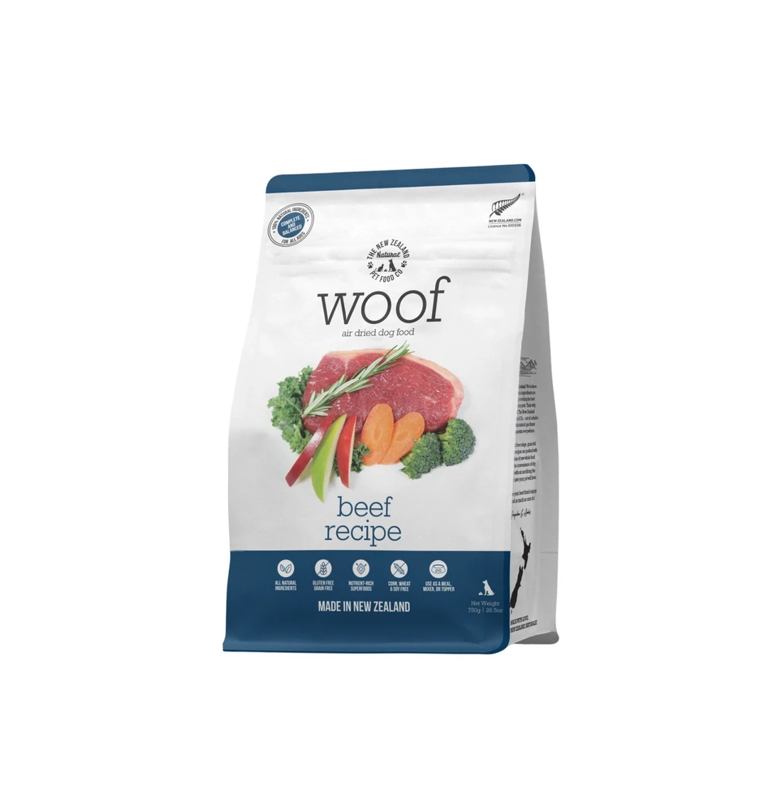 Woof Air Dried Dog Food, Beef, 750g