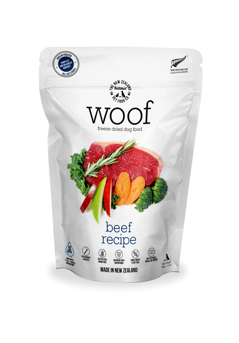 Woof Freeze Dried Dog Food, Beef, 1kg