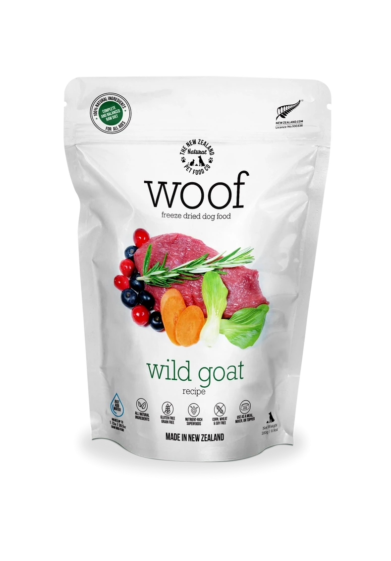 Woof Freeze Dried Dog Food, Wild Goat, 280g