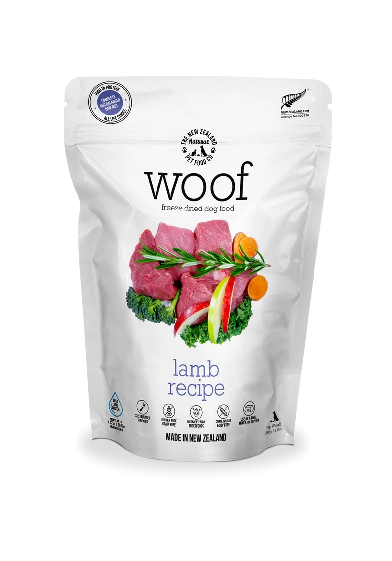 Woof Freeze Dried Dog Food, Lamb, 280g
