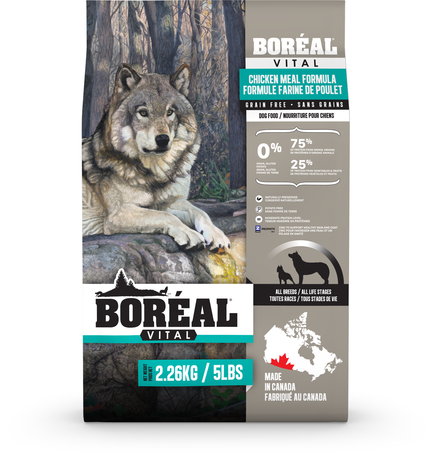 Boreal Dog Kibble, Vital Grain Free, Chicken, 11.36kg