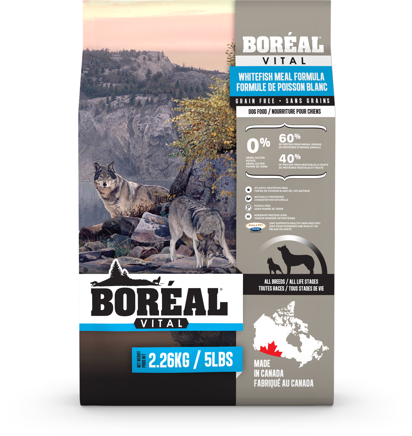 Boreal Dog Kibble, Vital Grain Free, White Fish, 11.33kg