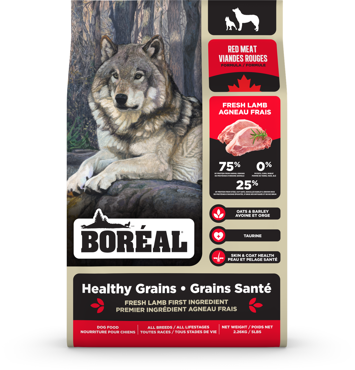 Boreal Dog Kibble, Healthy Grains, Red Meat, 10kg