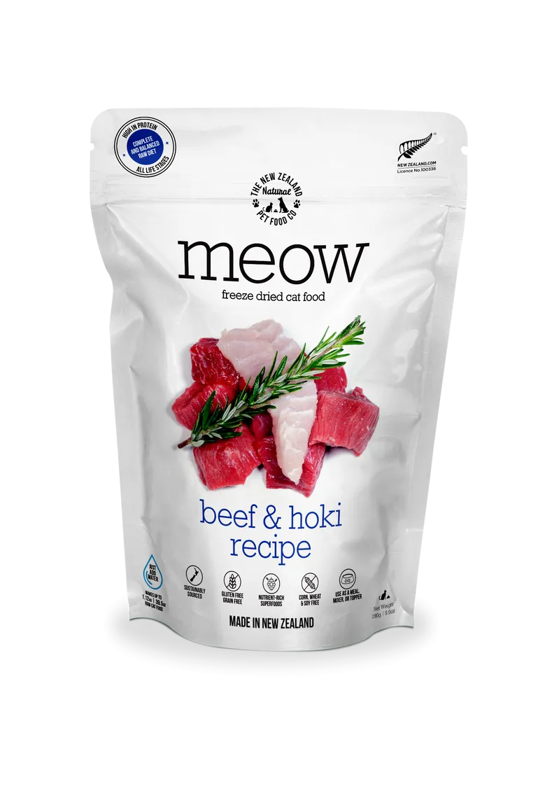 Meow Freeze Dried, Beef &amp; Hoki, 280g