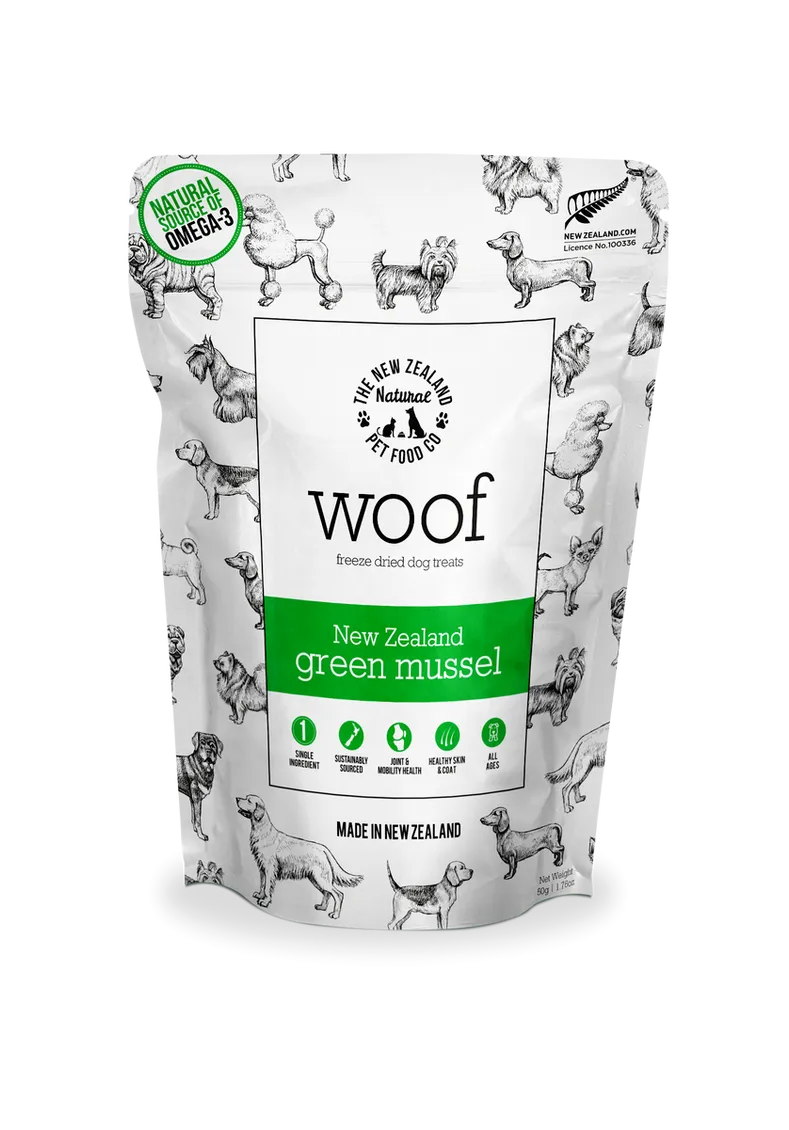 Woof Treat, Freeze-Dried New Zealand Green Mussel,  50g