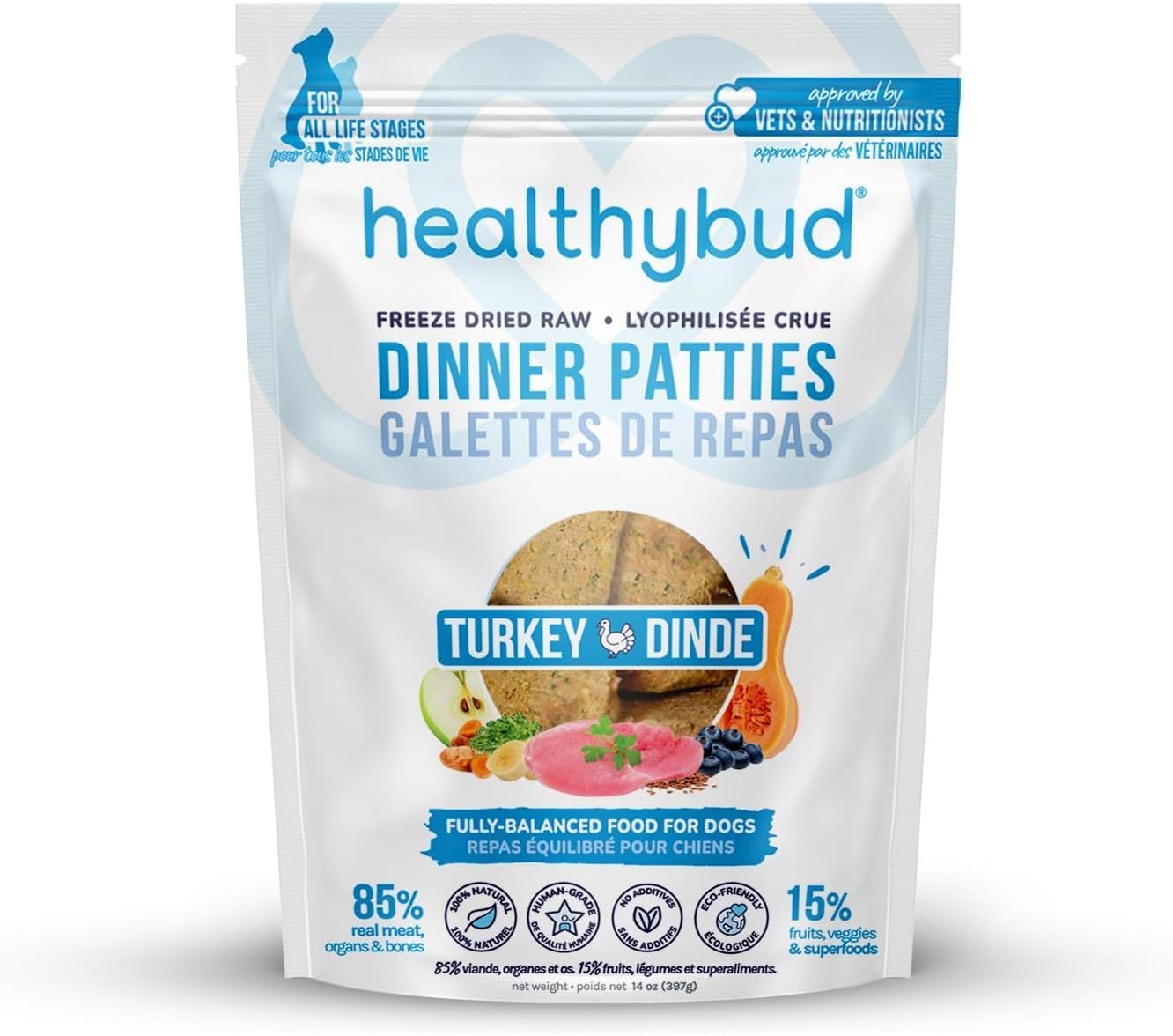 *TBD* Healthybud Freeze Dry Patties, Turkey, 397g