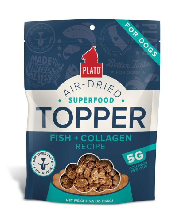 Plato Pet Air Dried Food Topper, Fish &amp; Collagen, 156g