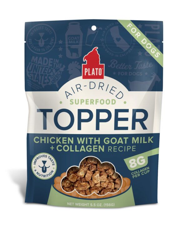 Plato Pet Air Dried Food Topper, Chicken With Goat Milk &amp; Collagen, 156g