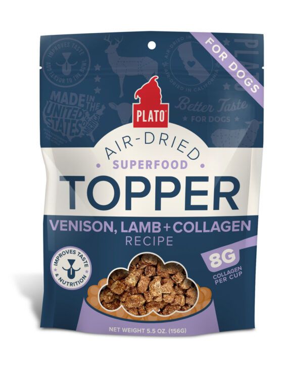Plato Pet Air Dried Food Topper, Venison, Lamb &amp; Collagen, 156g