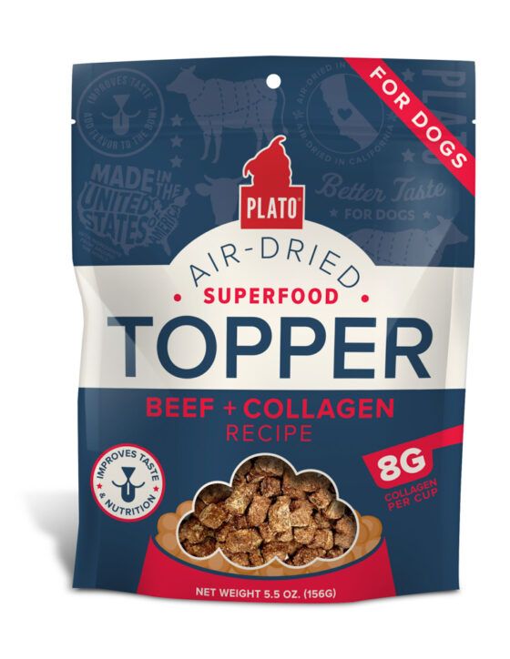 Plato Pet Air Dried Food Topper, Beef &amp; Collagen, 156g