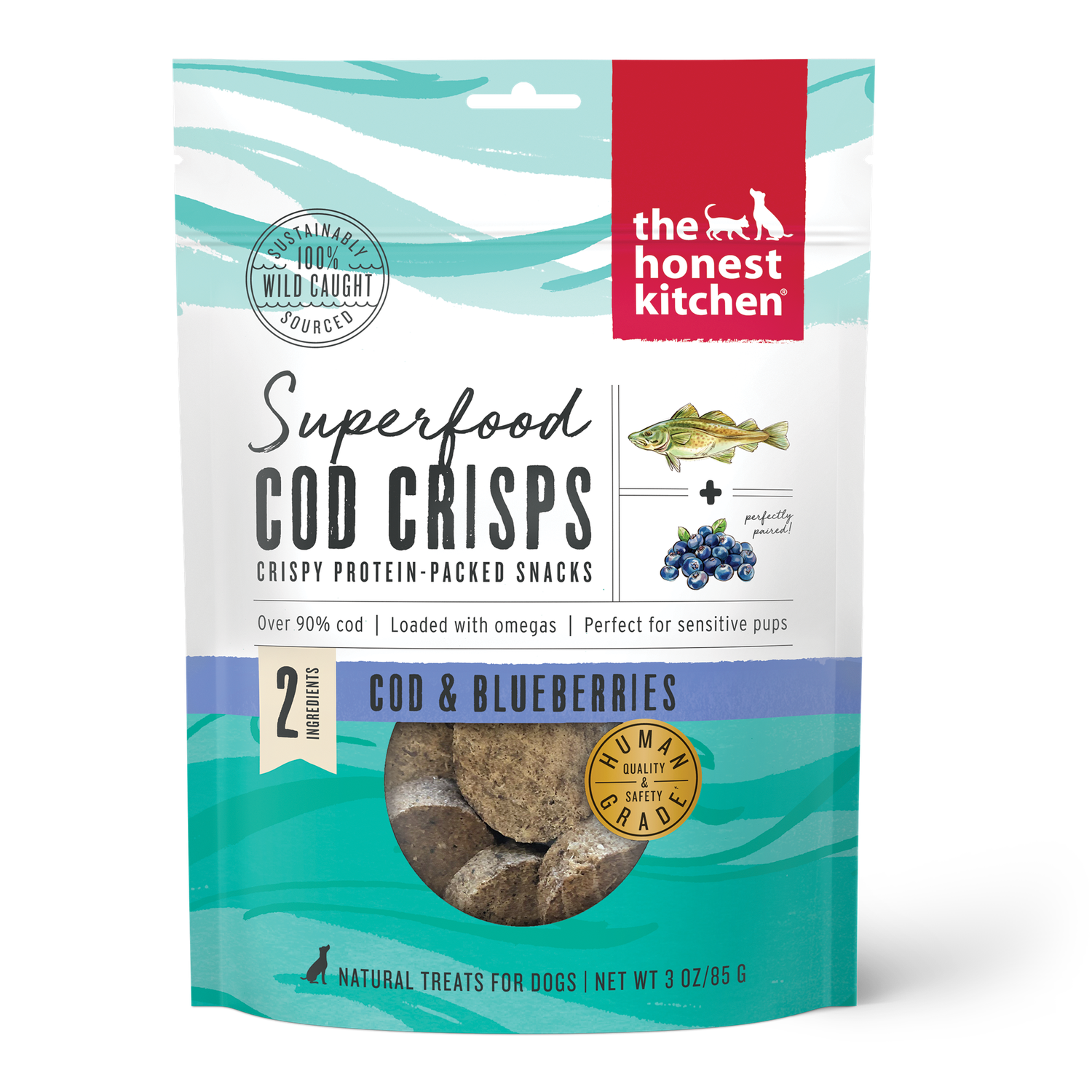 The Honest Kitchen Superfood Crisps Cod &amp; Strawberry 3OZ