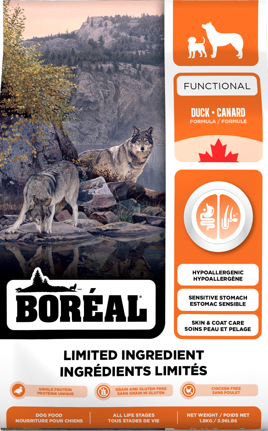 Boreal Dog Kibble, Functional LID, Duck, 1.8kg