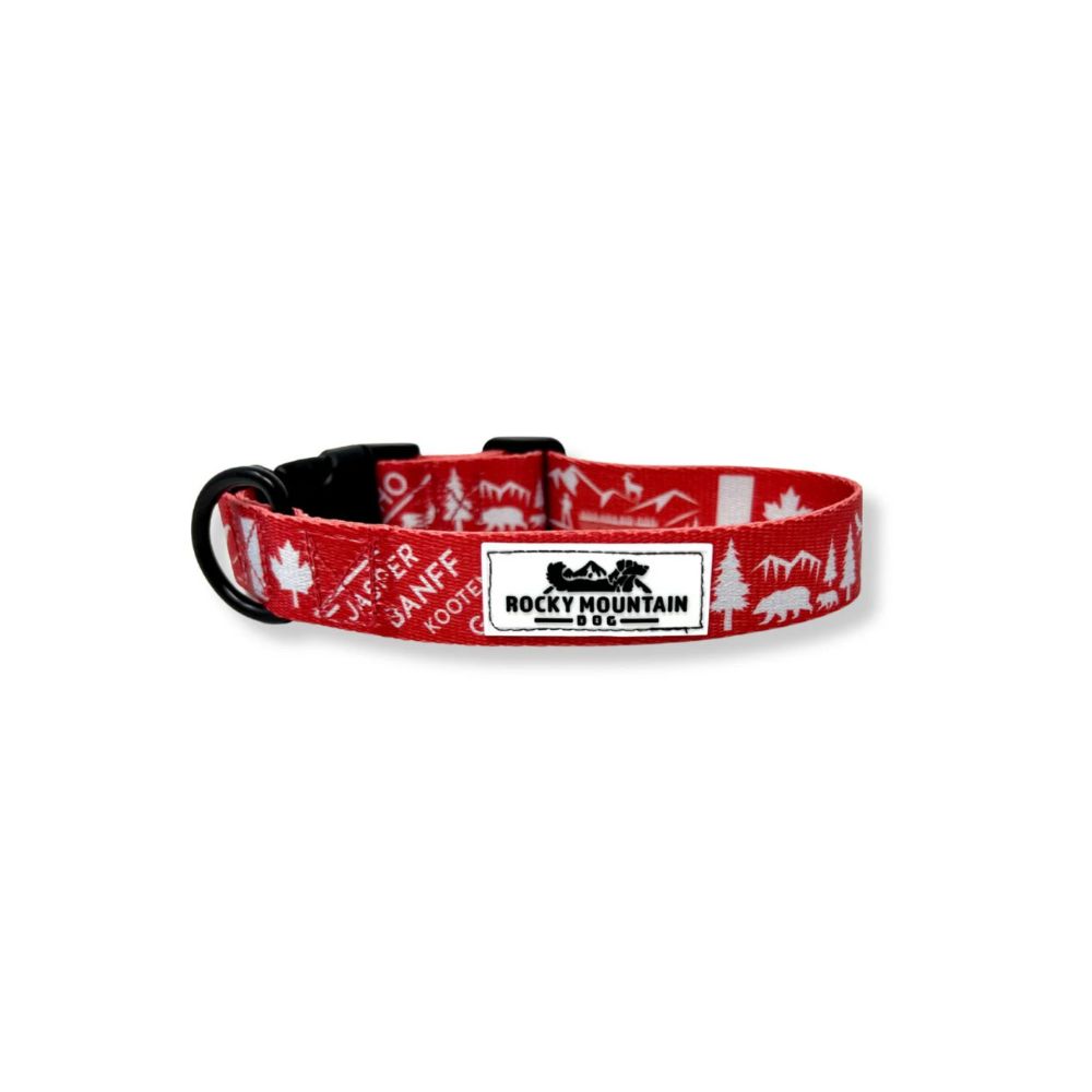 Rocky Mountain Dog, Canadian Rockies Dog Collar, Red, Medium (14-17&quot;)