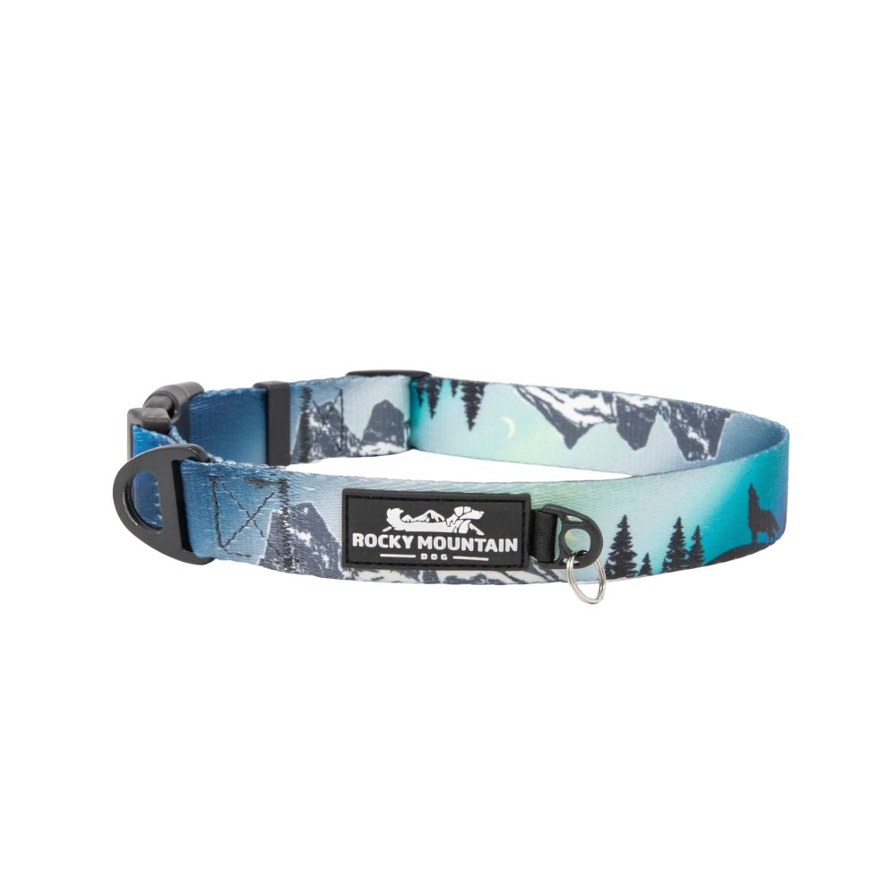 Rocky Mountain Dog, Canmore Alpine Dog Collar, Black/Green Northern Lights