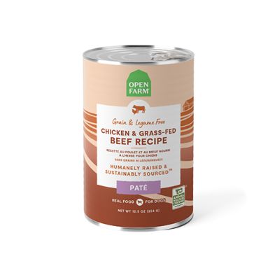 Open Farm Dog Can Chicken &amp; Grass Fed Beef / Poulet et boeuf pour chien, 354g