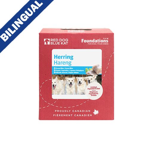 Red Dog Blue Kat Foundations Raw, Dog/Chien, Herring/Hareng Recipe, (4 x 0.25 lb)