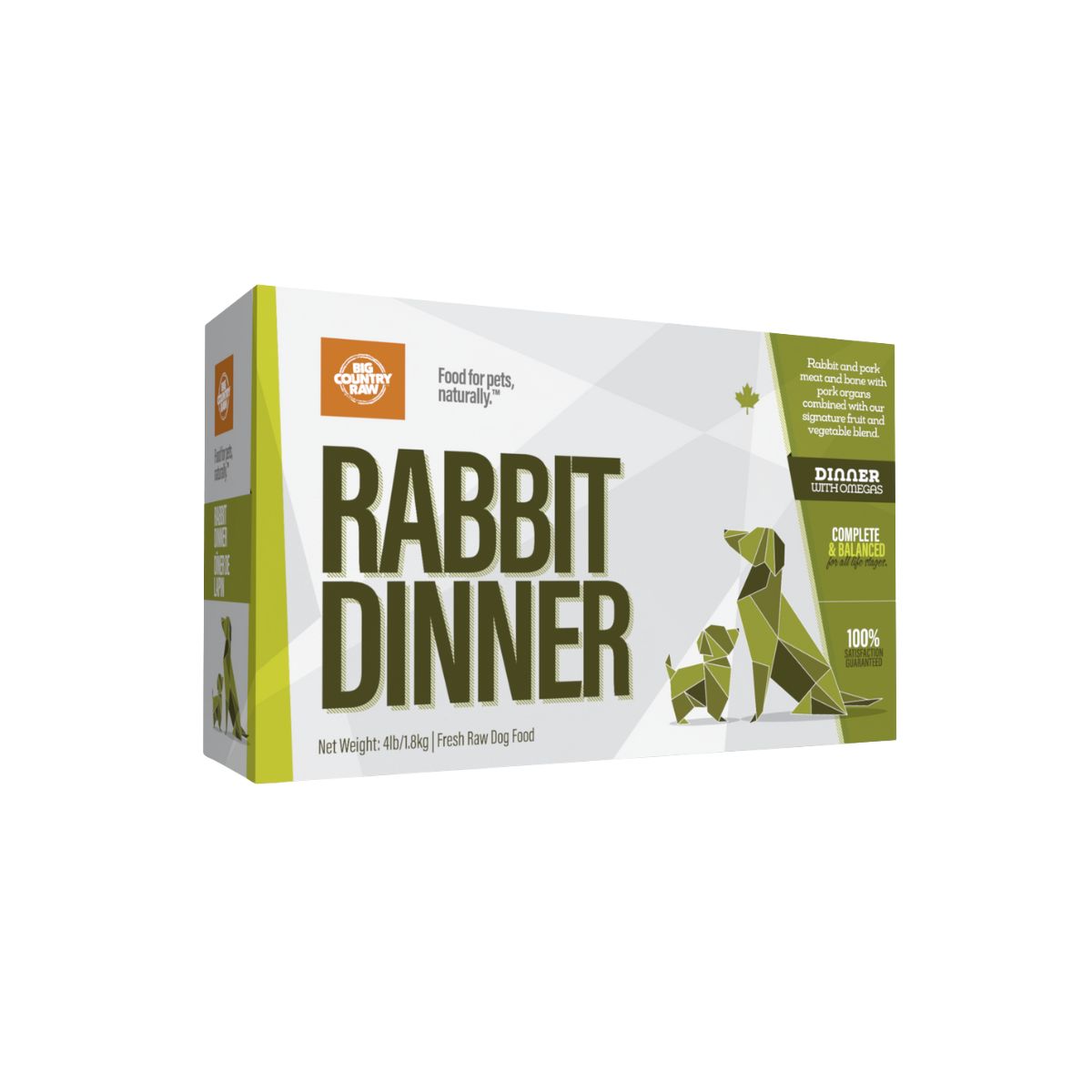 Big Country Raw Dinner, Rabbit/Lapin Carton, 4lb