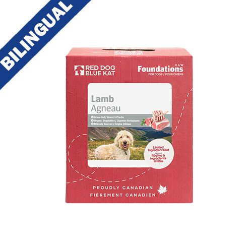 Red Dog Blue Kat Foundations Raw, Dog/Chien, Lamb/Agneau Recipe, (4 x 0.25lb)
