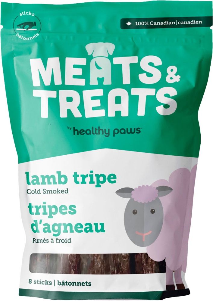Healthy Paws Treats, Lamb Tripe Sticks / Agneau &amp; tripe,  8 bâtonnets