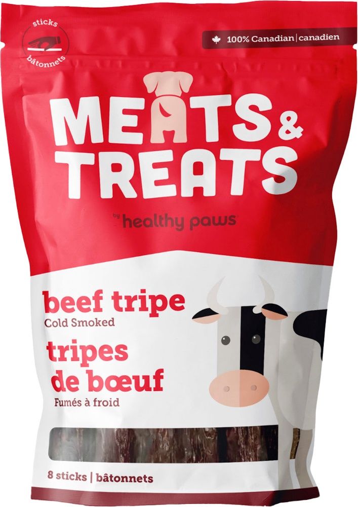Healthy Paws Treats, Beef Tripe  Sticks / Boeuf &amp; tripe,  8 bâtonnets