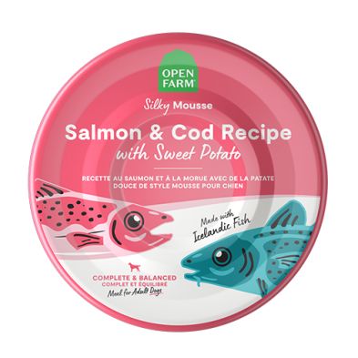 Open Farm Dog Silky Mousse, Salmon &amp; Cod / Saumon &amp; morue pour chien, 198g