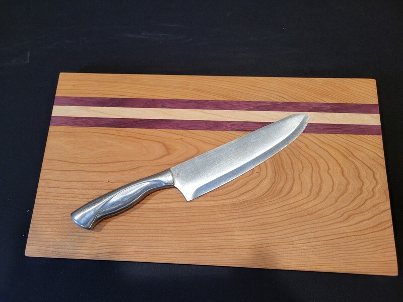 Bread Board - Cherry with Two Purple Heart Highlights and one Ash Highlight - Free Shipping