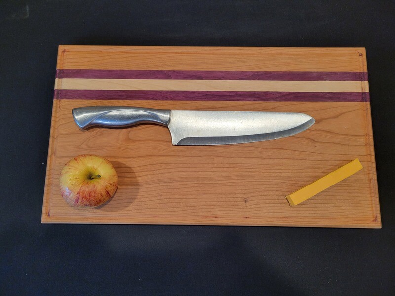 Bread Board- Cherry with Purple Heart and Ash Highlights - Free Shipping