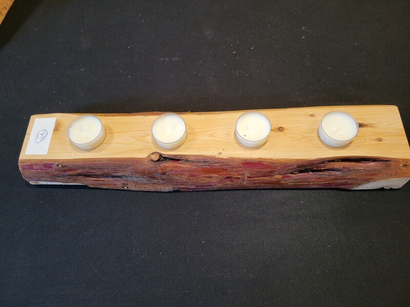 Teacup Candle Holder- 4 Candles made of Juniper Wood - Free Shipping