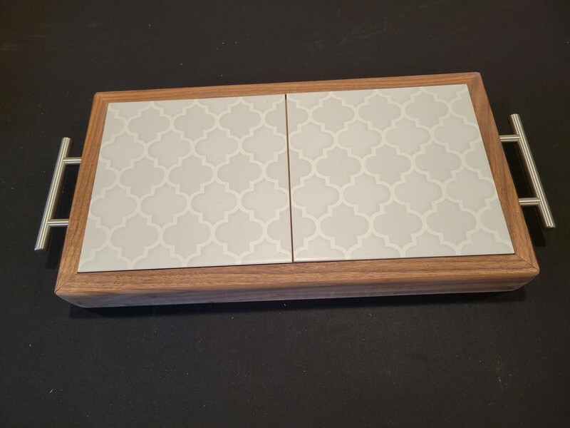 Serving Tray - Black Walnut & Tile - Free Shipping