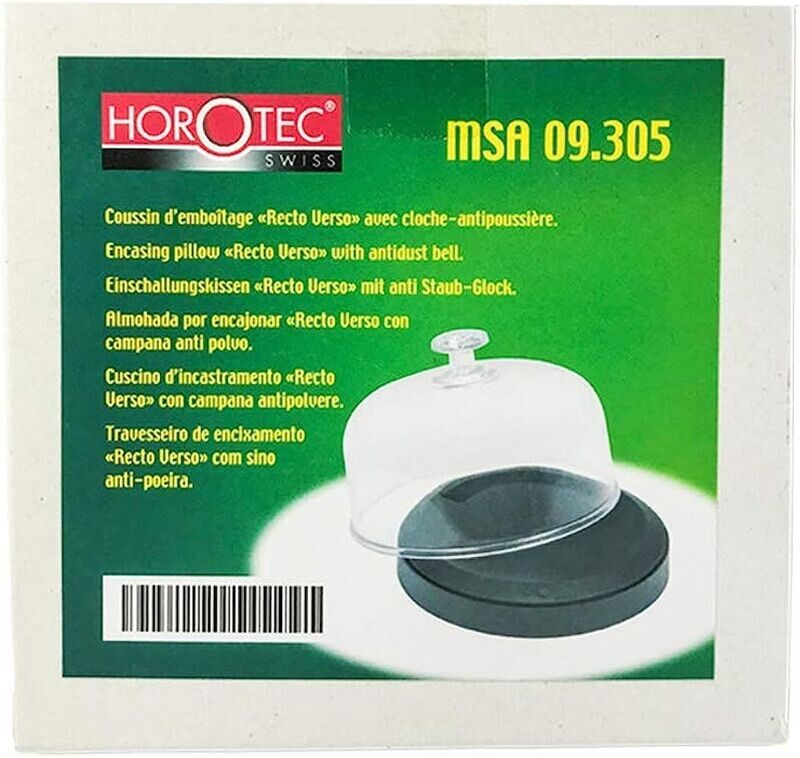 CUSCINO POGGIAOROLOGI RIVERSIBILE DI GOMMA CON CAMPANA ANTIPOLVERE, Ø 90 mm HOROTEC