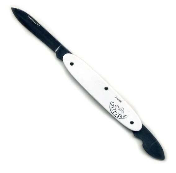 APRICASSE CON MANICO DI ALLUMINIO BIANCO E 2 LAME RETRATTILI IN ACCIAIO INOSSIDABILE PER APRIRE LE CASSE CON FONDI A PRESSIONE, L83 mm