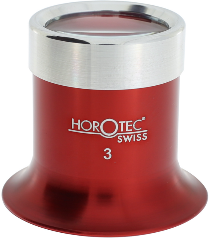 MONOCOLO IN ALLUMINIO HOROTEC ROSSO ANODIZZATO CON GHIERA AVVITATA, N° 3 = 3.5x / LENTE Ø 25 mm