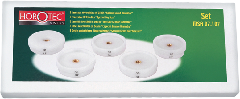 ASSORTIMENTO DI TASSELLI DA AVVITARE REVERSIBILI PER CHIUDERE LE CASSE CON FONDI A PRESSIONE, 5 PEZZI / Ø 40-45...49-50 mm