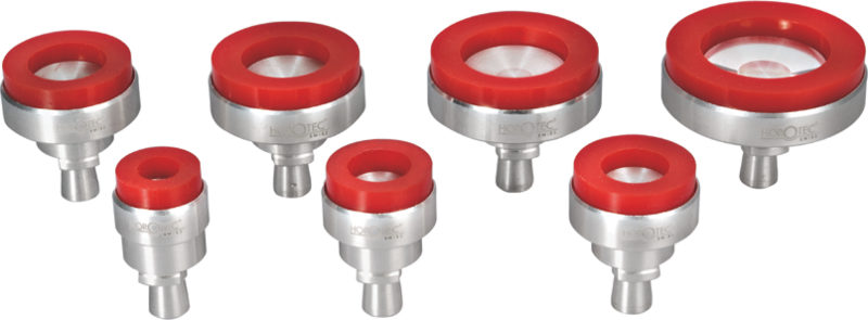 ASSORTIMENTO DI TASSELLI CON VENTOSE ROSSE PER APRIRE/CHIUDERE LE CASSE CON FONDI AVVITATI, 7 PEZZI / Ø 16...40 mm