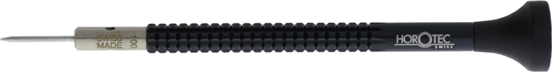 CACCIAVITE DA OROLOGIAIO CON MANICO IN ALLUMINIO ANODIZZATO NERO E TESTINA IN DELRIN NERO, Ø 1.00 mm