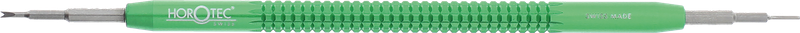 UTENSILE PER PIAZZARE E TOGLIERE LE ANSE- MANICO ALLUMINIO ANODIZZATO - COLORE VERDE - DIAM.6MM X L.100MM - PUNTA DIAM. 0.8MM - LARGHEZZA FORCHETTA 1.20 MM
