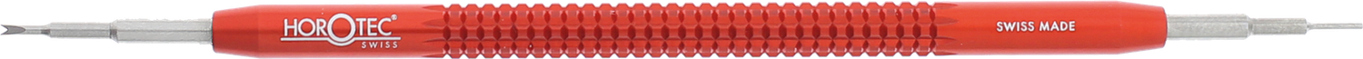 UTENSILE PER PIAZZARE E TOGLIERE LE ANSE- MANICO ALLUMINIO ANODIZZATO - COLORE ROSSO - DIAM.6MM X L.100MM - PUNTA DIAM. 0.8MM - LARGHEZZA FORCHETTA 1.20 MM
