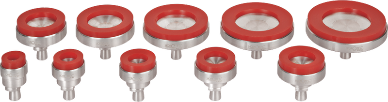ASSORTIMENTO DI 10 TASSELLI CON VENTOSE ROSSE PER APRIRE/CHIUDERE CASSE CON FONDI AVVITATI Ø 16...55 mm