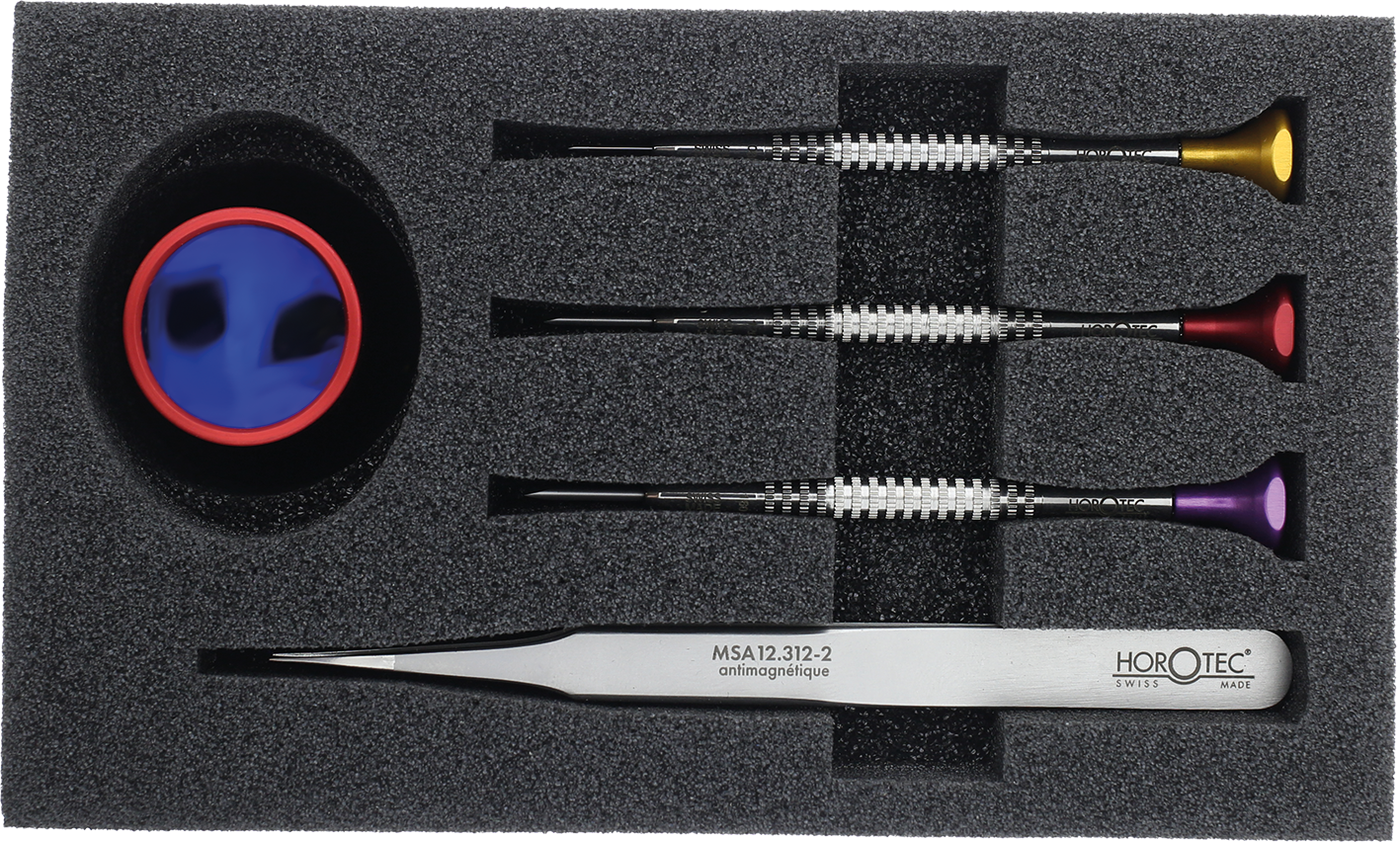 KIT DI UTENSILI PROFESSIONALE, CACCIAVITI, MONOCOLO E PINZETTA HOROTEC