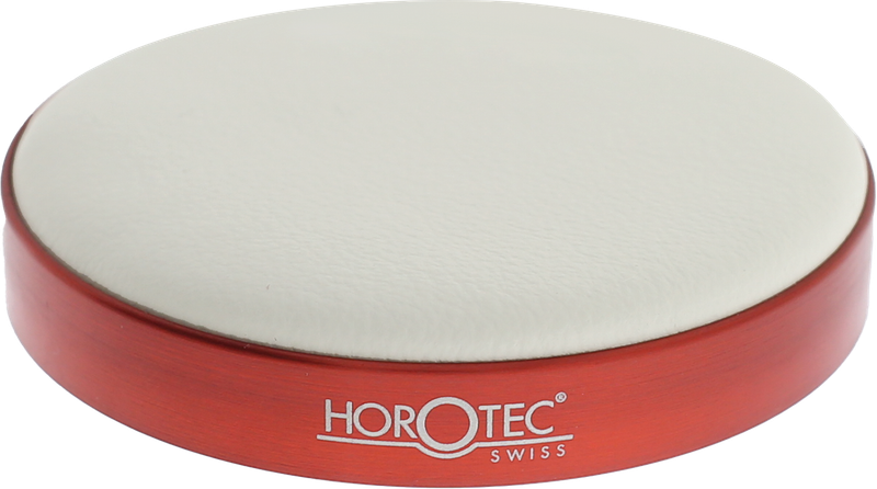 CUSCINO PER INCASSATURA HOROTEC CON GHIERA IN ALLUMINIO ANODIZZATO ROSSO SATINATO E PELLE BIANCA Ø 75 MM CUSCINO PER INCASSATURA HOROTEC CON GHIERA IN ALLUMINIO ANODIZZATO ROSSO SATINATO E PELLE BIANCA Ø 75 MM