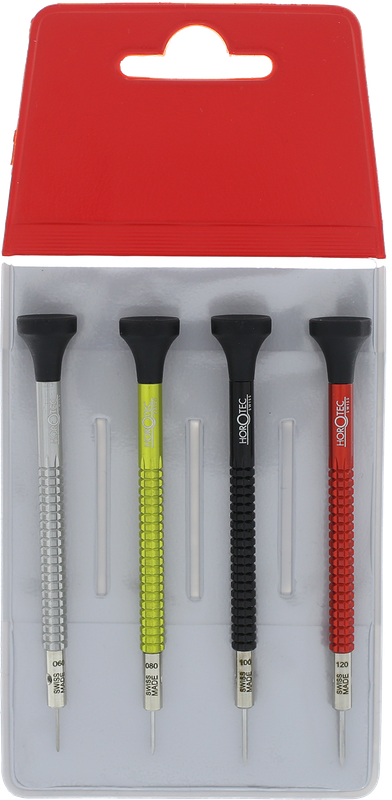 ASSORTIMENTO DI CACCIAVITI DA OROLOGIAIO MSA01.020-x IN TASCHINO DI PLASTICA, 4 PEZZI (Ø 0.60-0.80-1.00-1.20MM) ASSORTIMENTO DI CACCIAVITI DA OROLOGIAIO MSA01.020-x IN TASCHINO DI PLASTICA, 4 PEZZI (Ø 0.60-0.80-1.00-1.20MM)